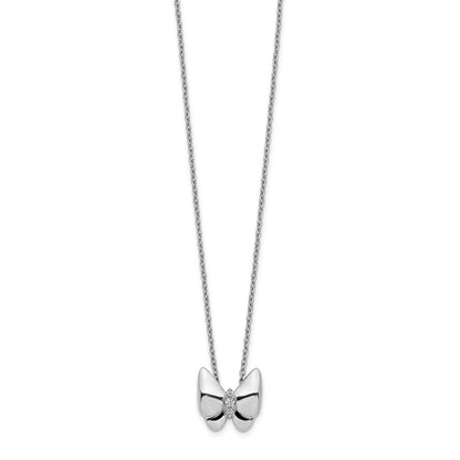 14k White Gold Real Diamond Butterfly Necklace