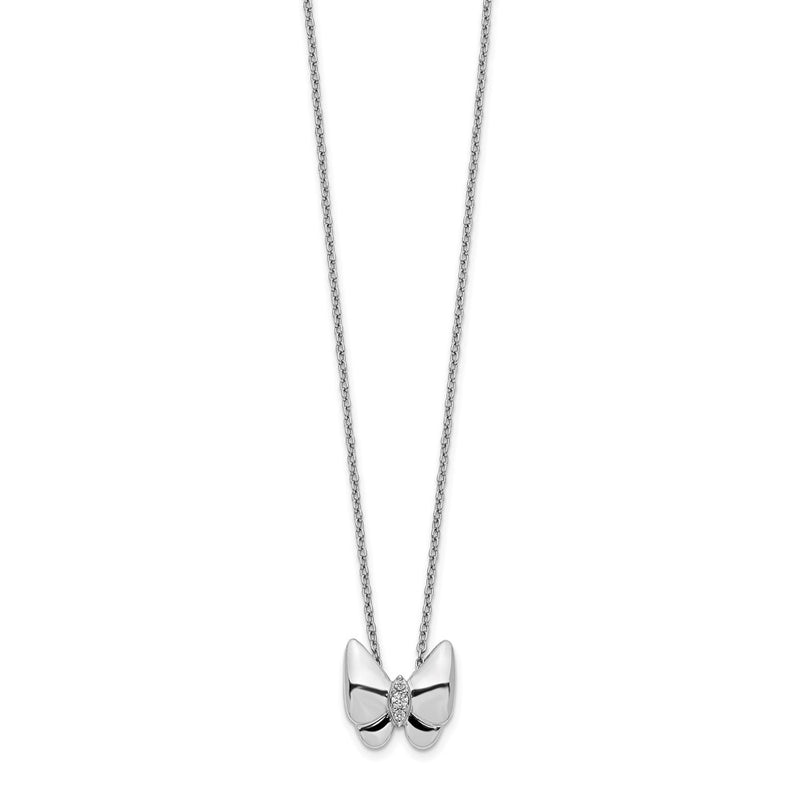 14k White Gold Real Diamond Butterfly Necklace