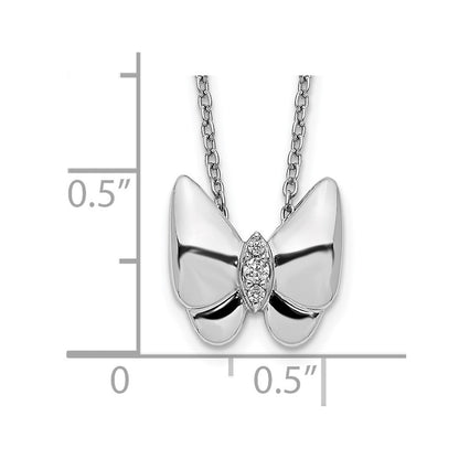 14k White Gold Real Diamond Butterfly Necklace