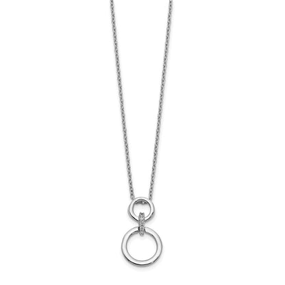 14k White Gold Real Diamond Circles Necklace