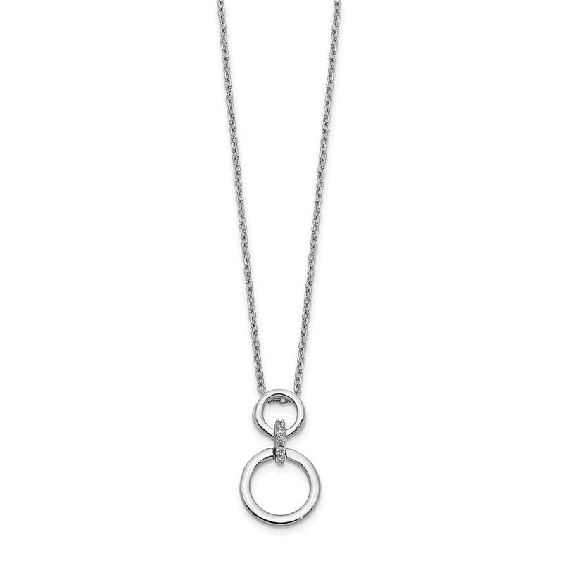 14k White Gold Real Diamond Circles Necklace