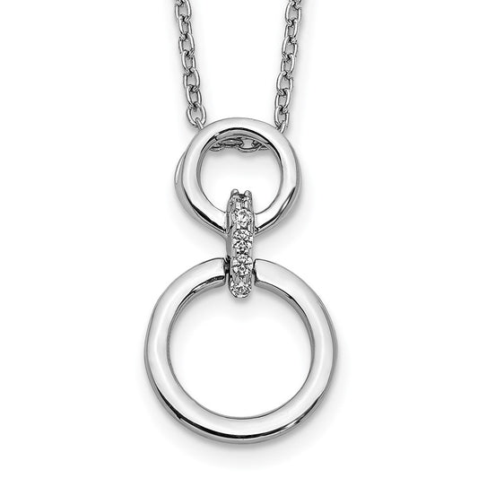 14k White Gold Real Diamond Circles Necklace