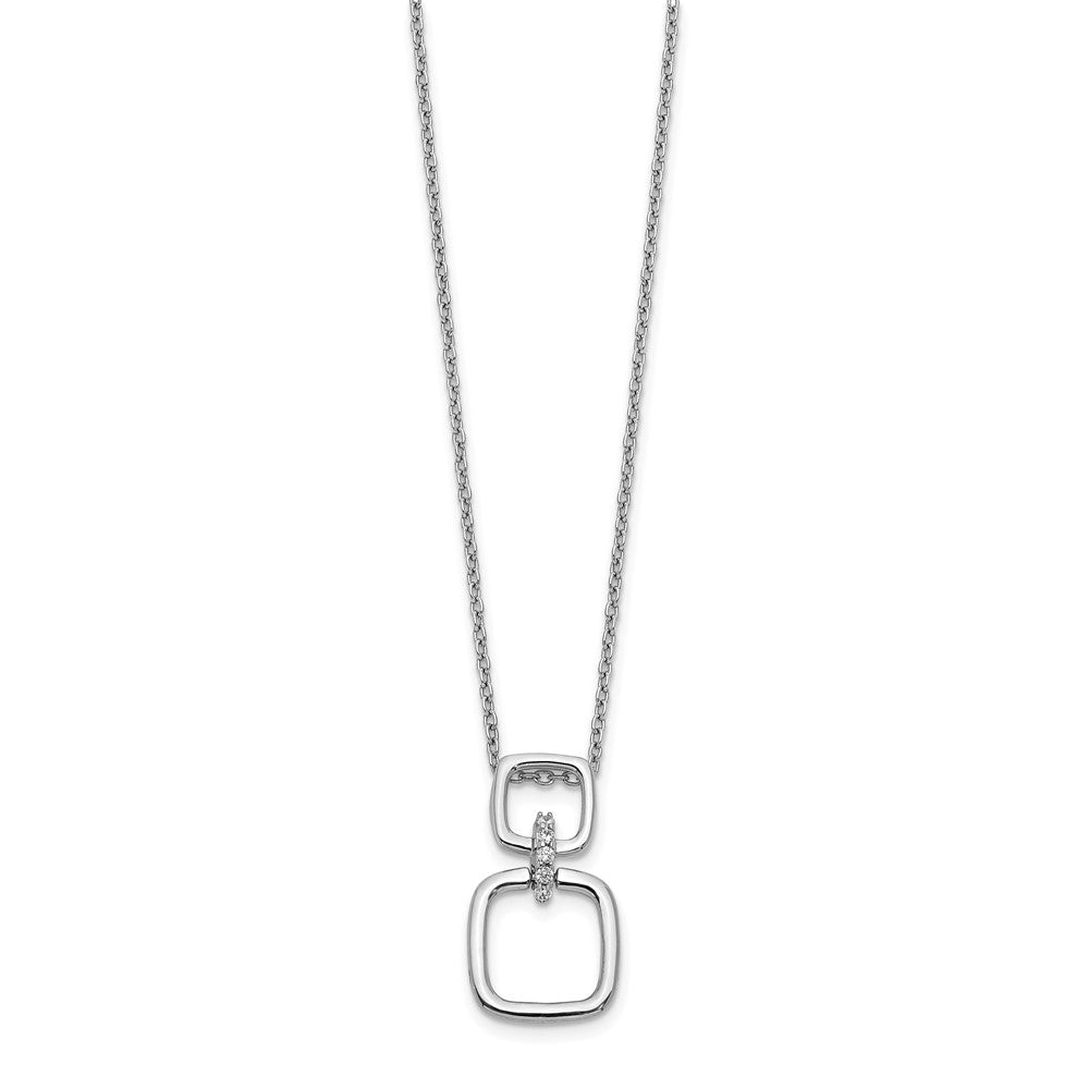 14k White Gold Real Diamond Squares Necklace