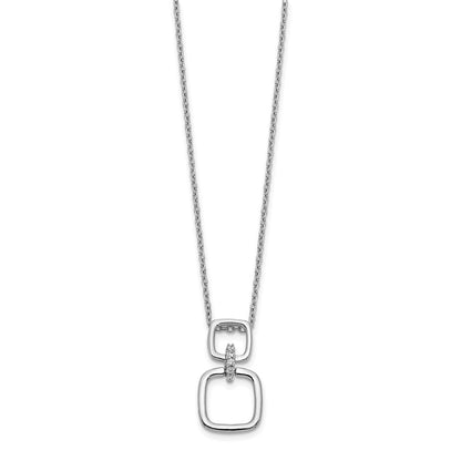 14k White Gold Real Diamond Squares Necklace