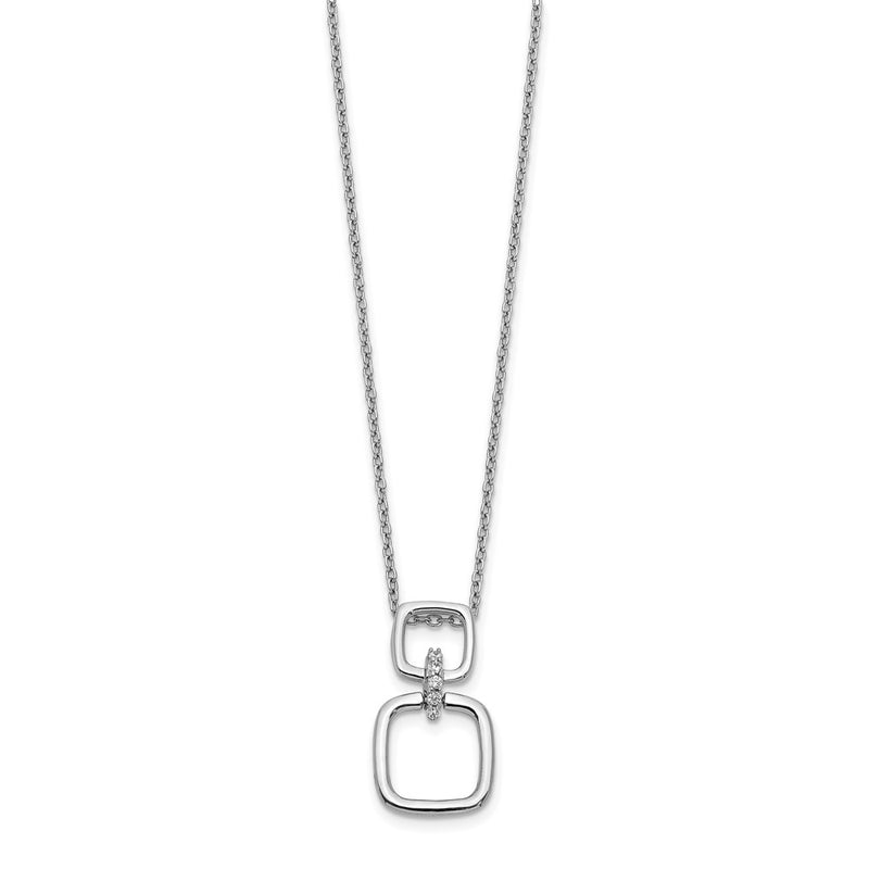14k White Gold Real Diamond Squares Necklace
