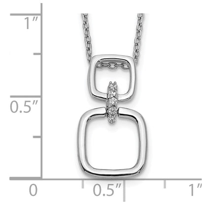 14k White Gold Real Diamond Squares Necklace
