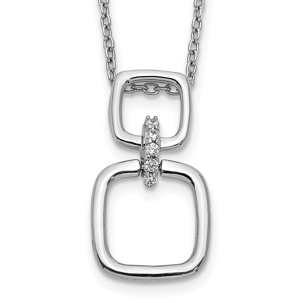 14k White Gold Real Diamond Squares Necklace