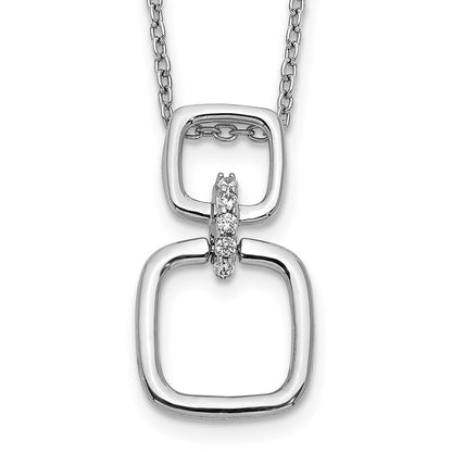 14k White Gold Real Diamond Squares Necklace