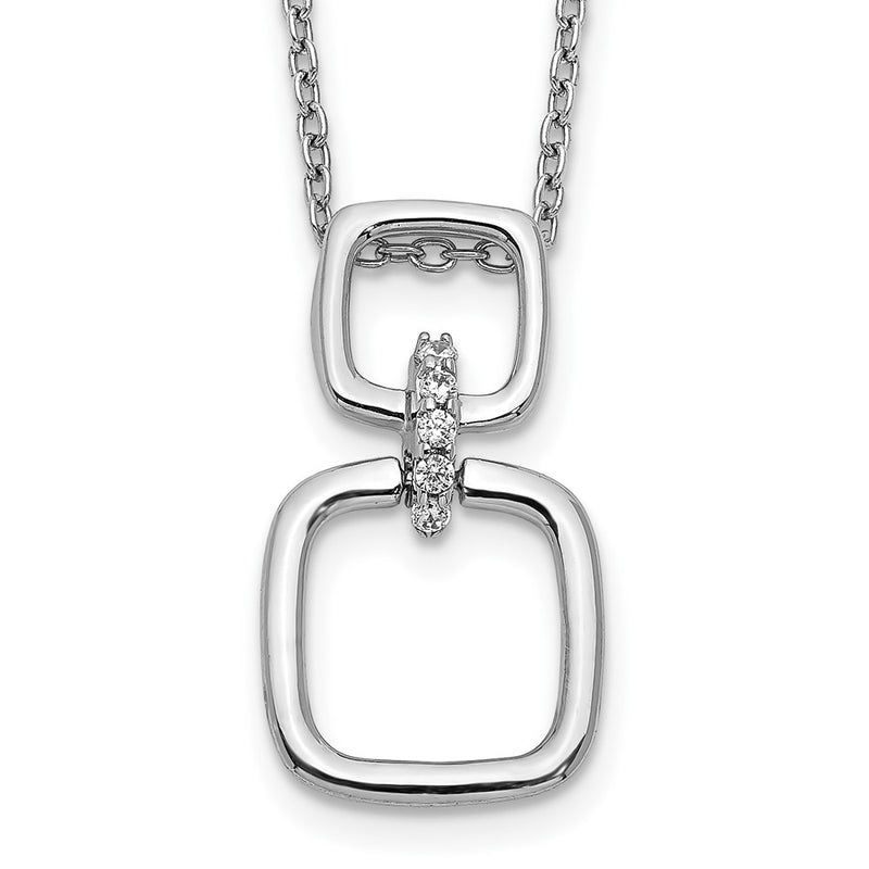 14k White Gold Real Diamond Squares Necklace