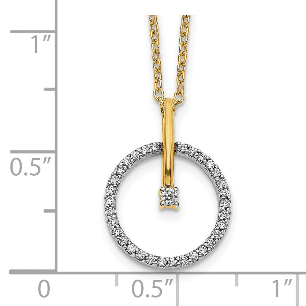 14k Two-Tone Gold Real Diamond Circle 18 inch Necklace