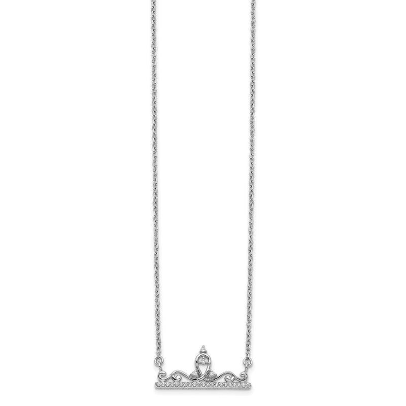 14k White Gold Real Diamond Tiara Necklace