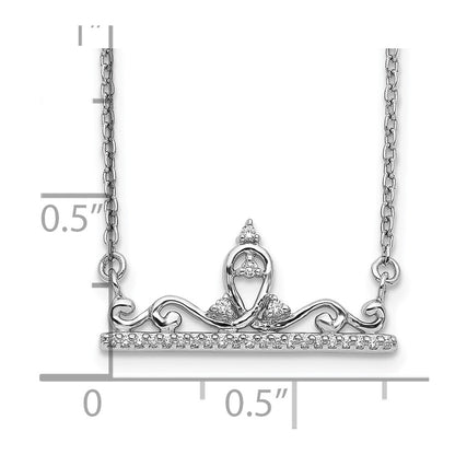 14k White Gold Real Diamond Tiara Necklace