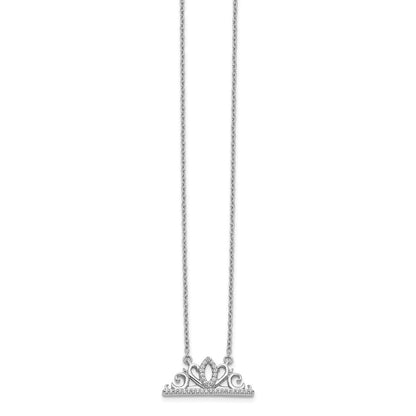 14k White Gold Real Diamond Tiara Necklace