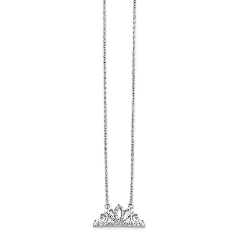14k White Gold Real Diamond Tiara Necklace