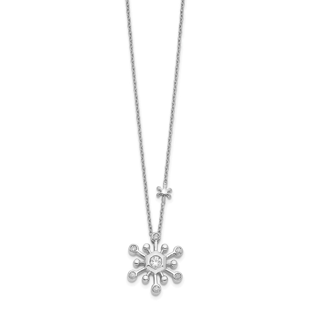 14k White Gold Real Diamond Snowflake 18 inch Necklace