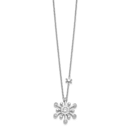 14k White Gold Real Diamond Snowflake 18 inch Necklace