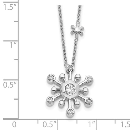 14k White Gold Real Diamond Snowflake 18 inch Necklace