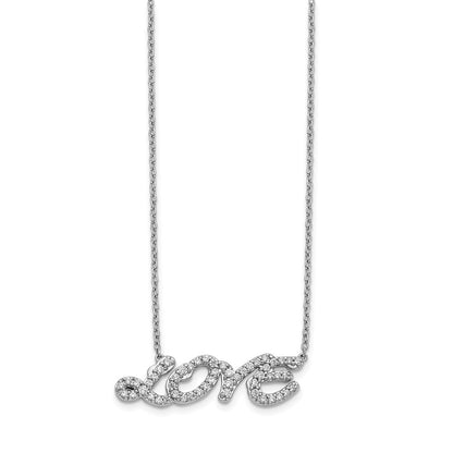 14k White Gold Real Diamond Love Necklace