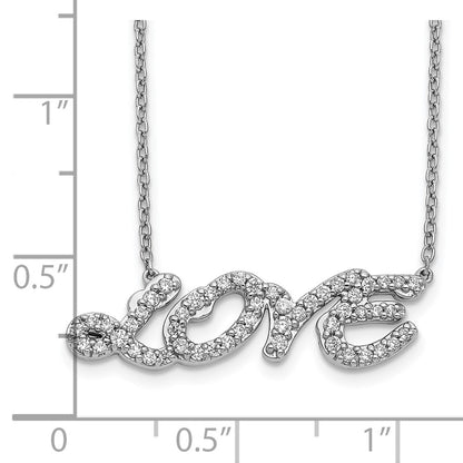 14k White Gold Real Diamond Love Necklace