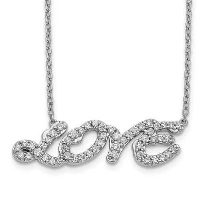 14k White Gold Real Diamond Love Necklace