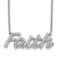 14k White Gold Real Diamond Faith 18 inch Necklace