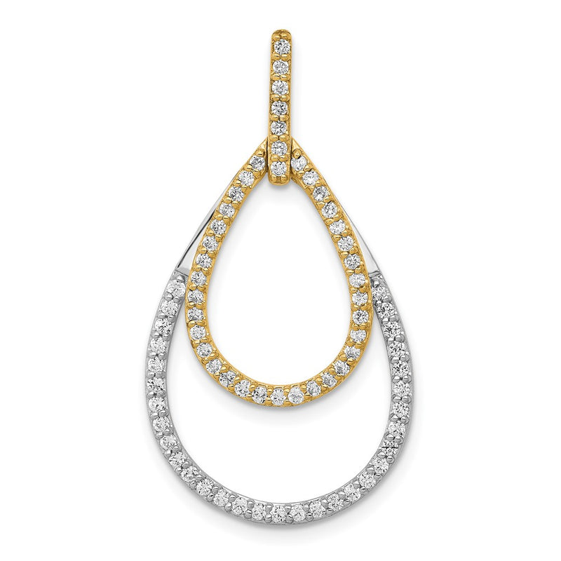 14k Two-Tone Gold 1/2ct. Real Diamond Double Teardrop Pendant