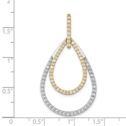 14k Two-Tone Gold 1ct. Real Diamond Double Teardrop Pendant