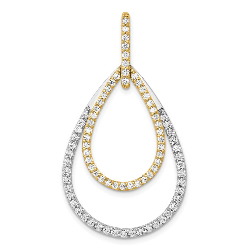 14k Two-Tone Gold 1ct. Real Diamond Double Teardrop Pendant