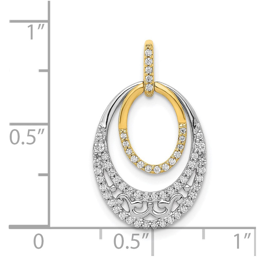 14k Two-Tone Gold 1/4ct. Real Diamond Fancy Ovals Pendant