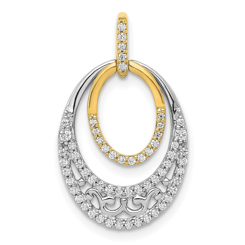 14k Two-Tone Gold 1/4ct. Real Diamond Fancy Ovals Pendant
