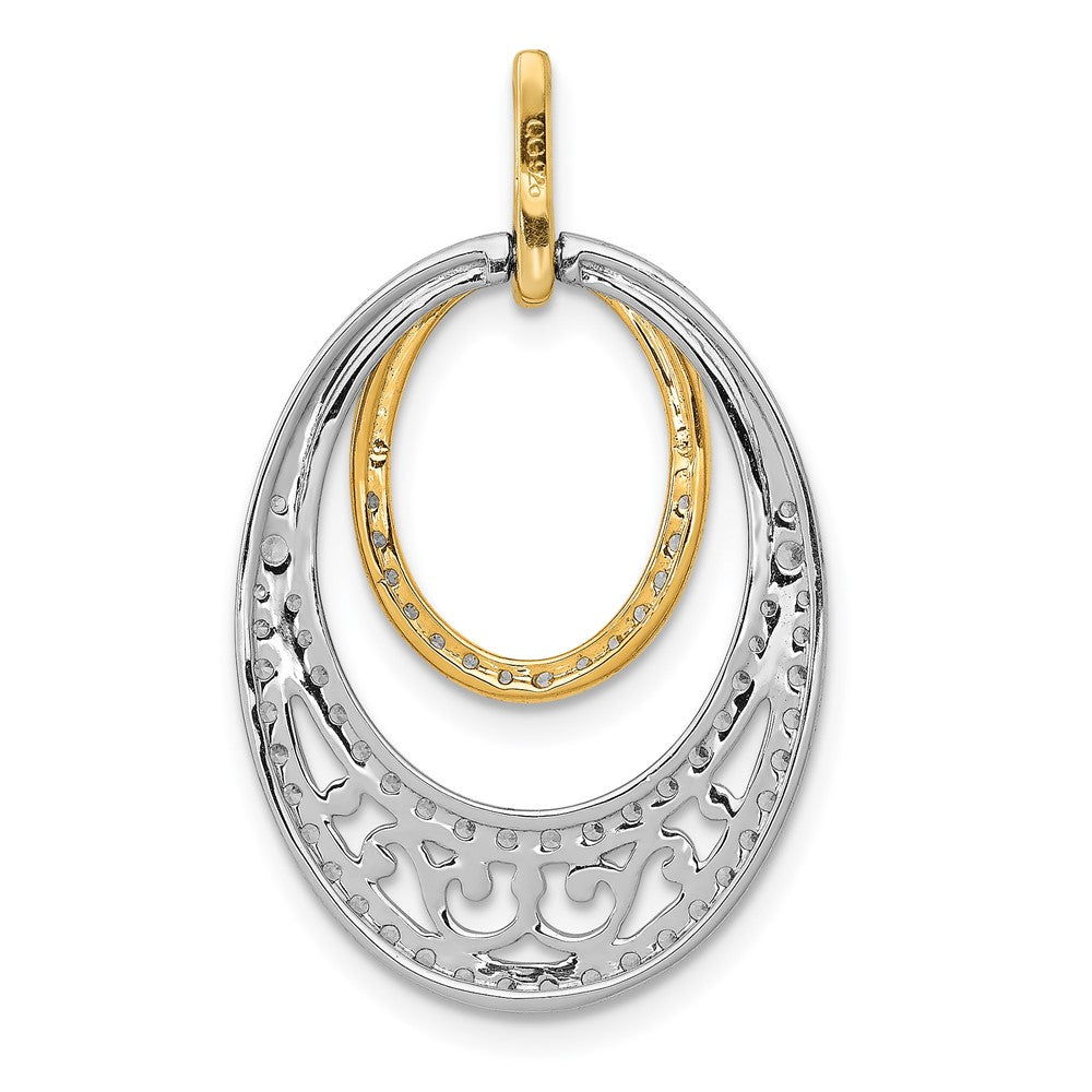 14k Two-Tone Gold 1/2ct. Real Diamond Fancy Ovals Pendant