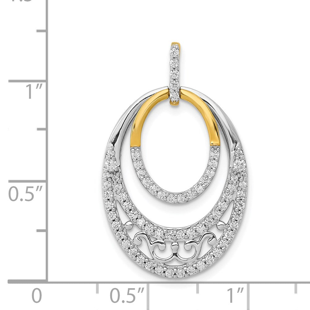 14k Two-Tone Gold 1/2ct. Real Diamond Fancy Ovals Pendant