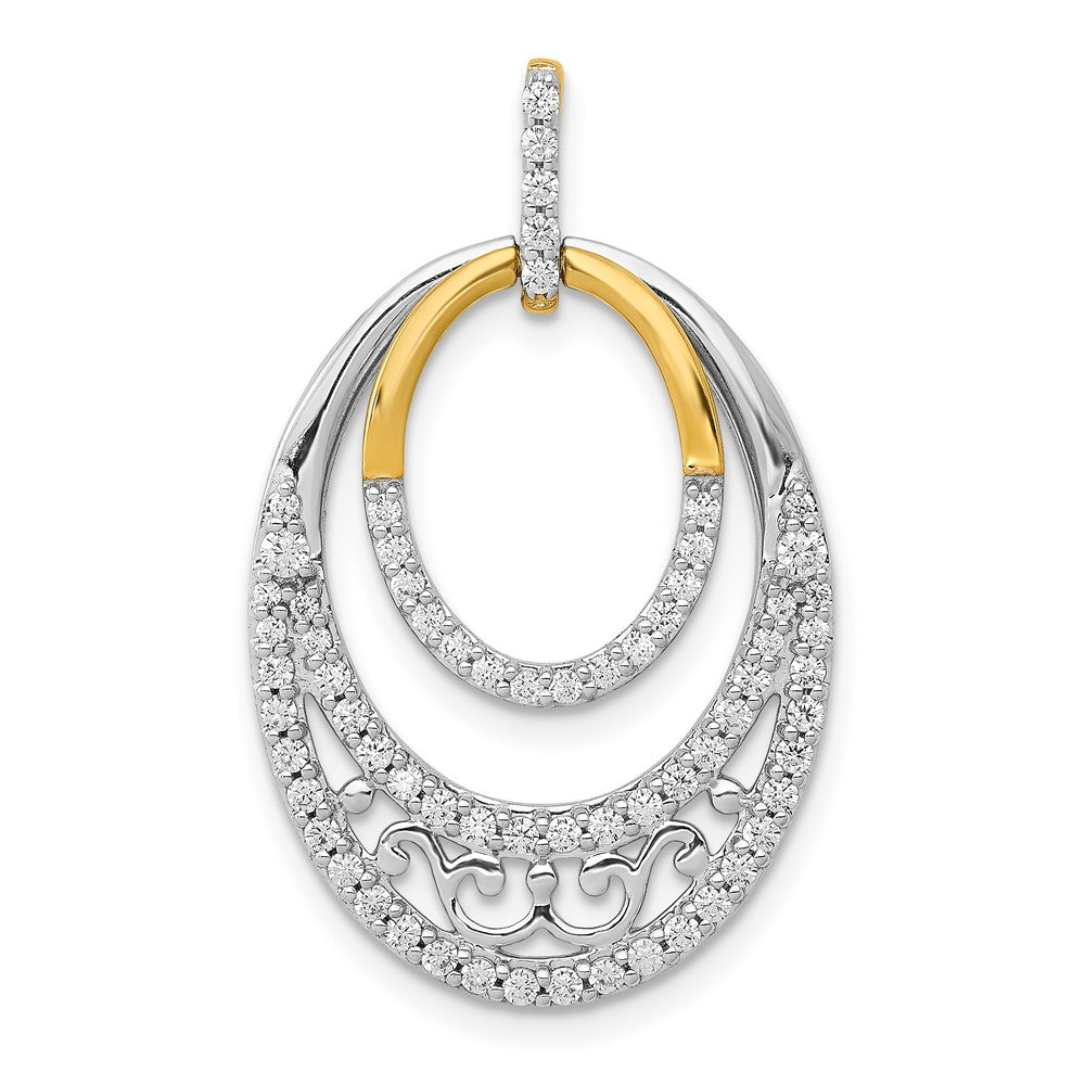 14k Two-Tone Gold 1/2ct. Real Diamond Fancy Ovals Pendant