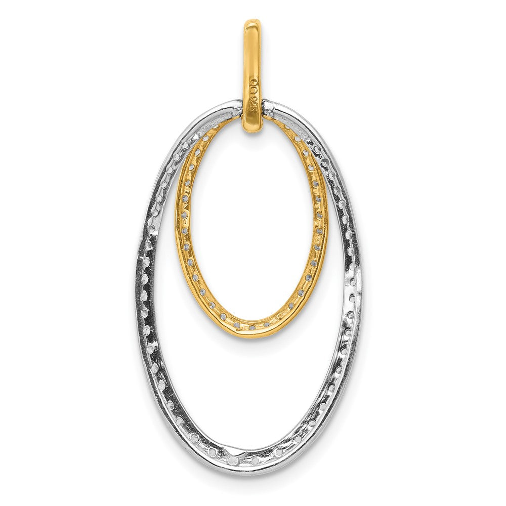14k Two-Tone Gold 1/2ct. Real Diamond Double Oval Pendant