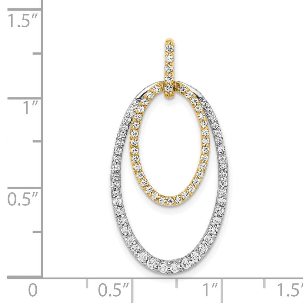 14k Two-Tone Gold 1/2ct. Real Diamond Double Oval Pendant