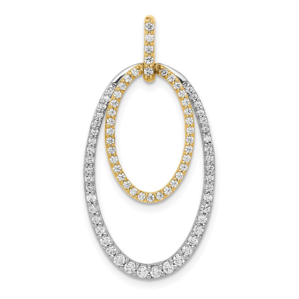14k Two-Tone Gold 1/2ct. Real Diamond Double Oval Pendant