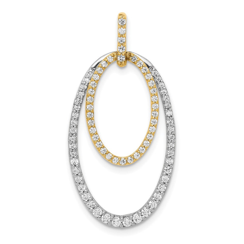 14k Two-Tone Gold 1/2ct. Real Diamond Double Oval Pendant