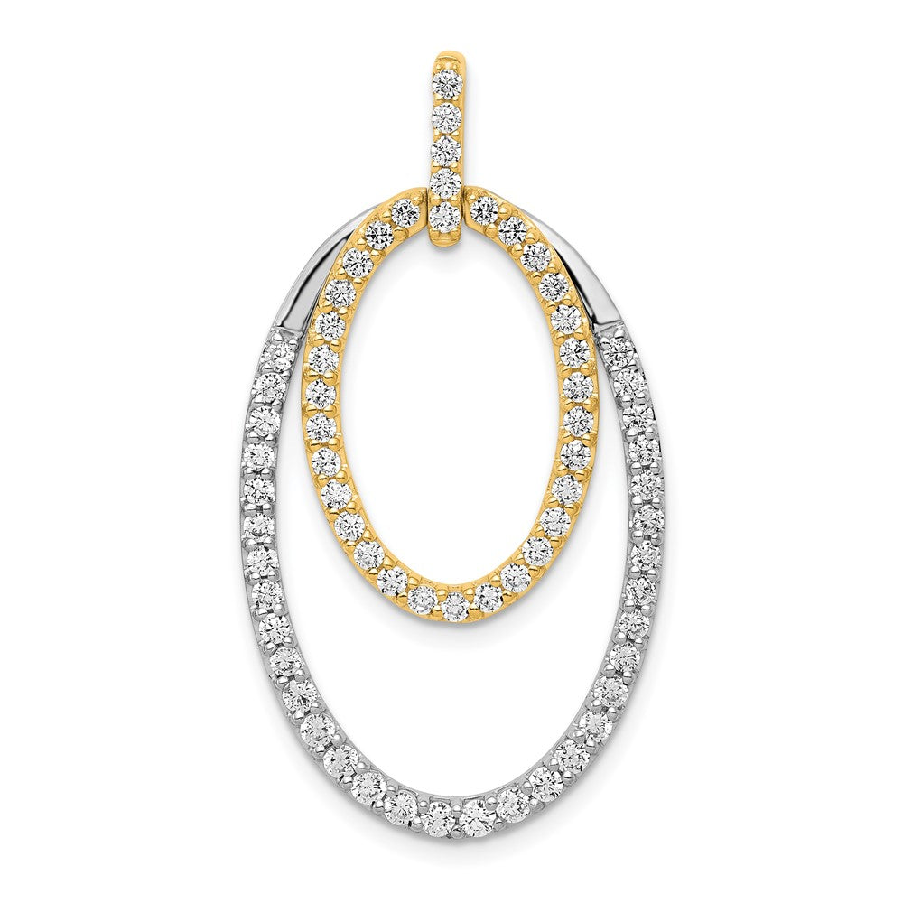 14k Two-Tone Gold 1ct. Real Diamond Double Oval Pendant