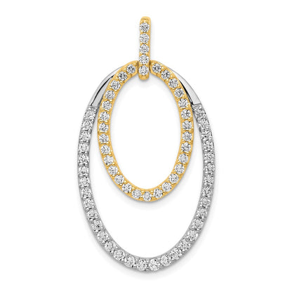 14k Two-Tone Gold 1ct. Real Diamond Double Oval Pendant