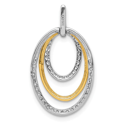 14k Two-Tone Gold 1/4ct. Real Diamond Fancy Triple Oval Pendant