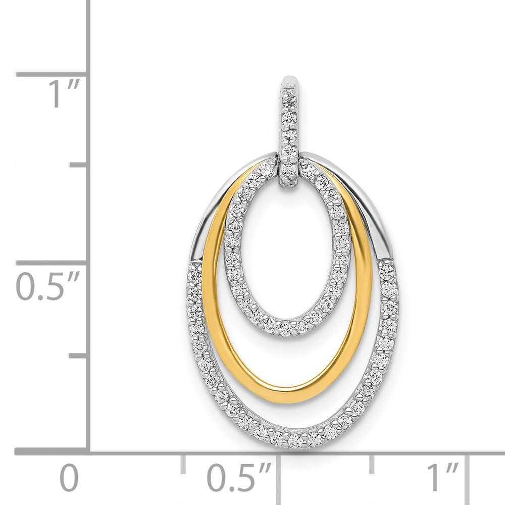 14k Two-Tone Gold 1/4ct. Real Diamond Fancy Triple Oval Pendant