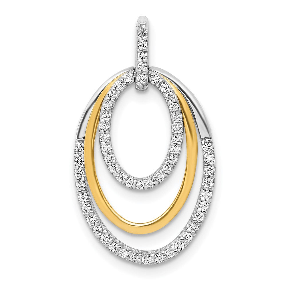 14k Two-Tone Gold 1/4ct. Real Diamond Fancy Triple Oval Pendant