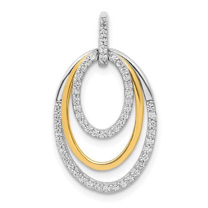 14k Two-Tone Gold 1/4ct. Real Diamond Fancy Triple Oval Pendant
