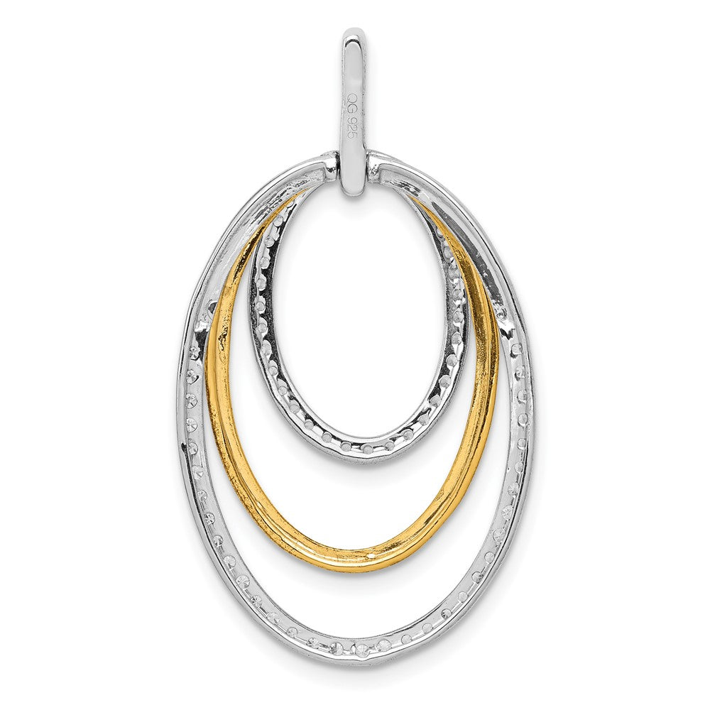 14k Two-Tone Gold 1/2ct. Real Diamond Fancy Triple Oval Pendant