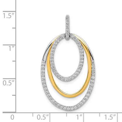 14k Two-Tone Gold 1/2ct. Real Diamond Fancy Triple Oval Pendant