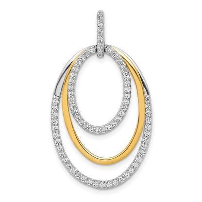 14k Two-Tone Gold 1/2ct. Real Diamond Fancy Triple Oval Pendant