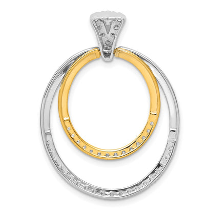 14k Two-Tone Gold 1/2ct. Real Diamond Fancy Double Circle Pendant