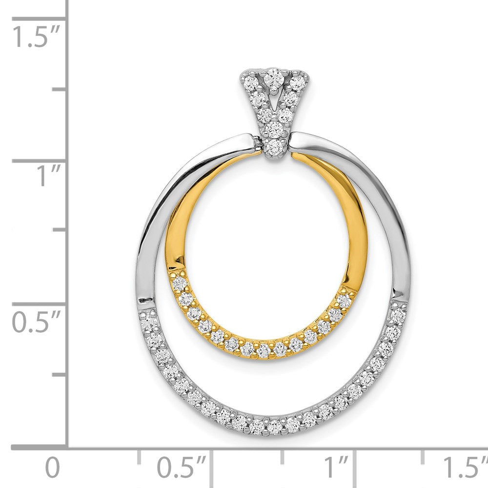 14k Two-Tone Gold 1/2ct. Real Diamond Fancy Double Circle Pendant