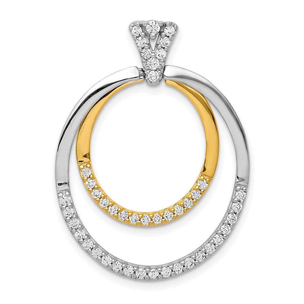 14k Two-Tone Gold 1/2ct. Real Diamond Fancy Double Circle Pendant