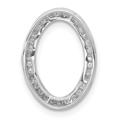 14k White Gold 1/4ct. Real Diamond Channel Set Oval Chain Slide